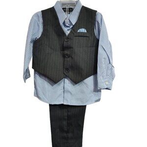 Andrew Fezza 3 Piece Vest, Shirt, Pinstripe Pant Suit Boys 24 Month NWT